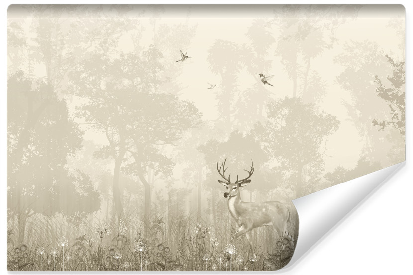 Fototapeta Ścienna JELEŃ Las Łąka Vintage 90x60cm