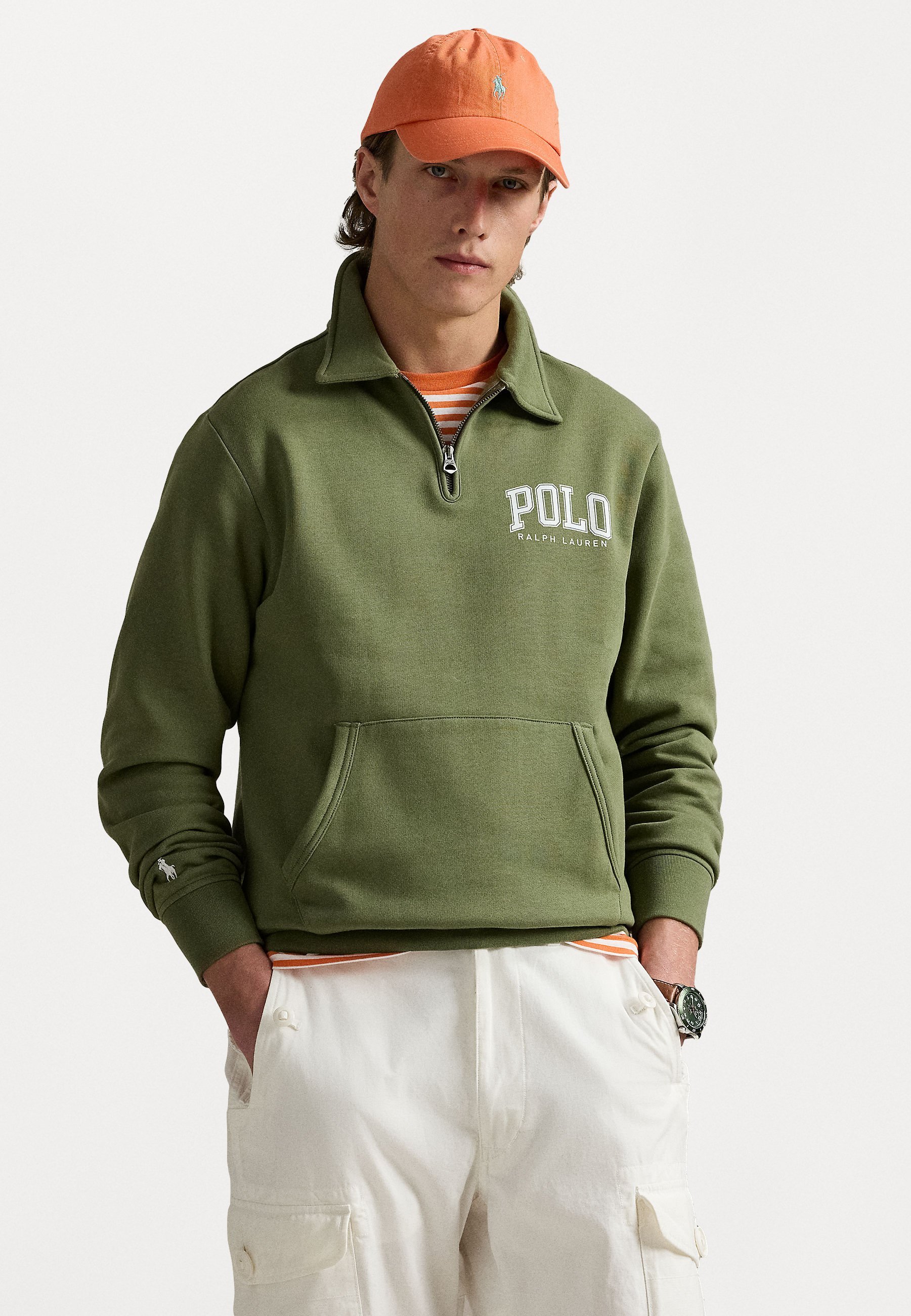 Felpa con colletto e logo Polo Ralph Lauren - Felpa - verde albero