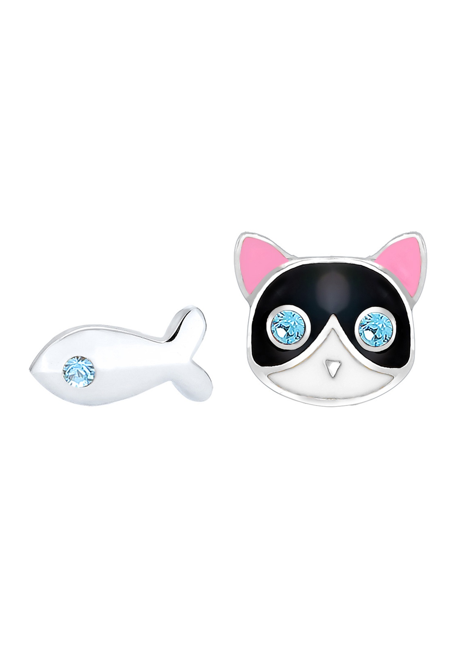 Elli Poisson et Chat Cristal Enfant (925/1000) Argent