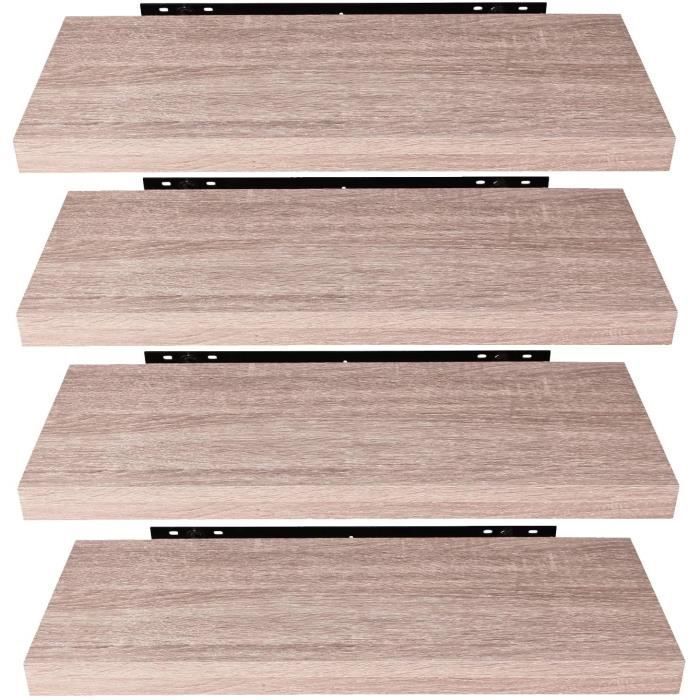 EUGAD 4 pièces Étagère Murale étagères suspendues en Bois,50x22,9x3,8cm Sonoma Chêne