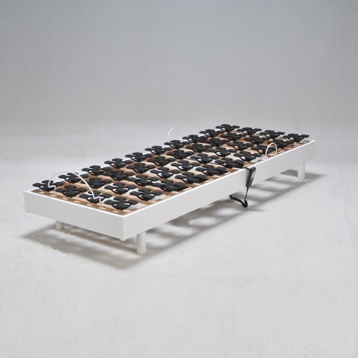 Base de cama eléctrica FLEXPALACE de 80x200 cm con cabecero y piecero ajustables - Blanca - Colchón no incluido
