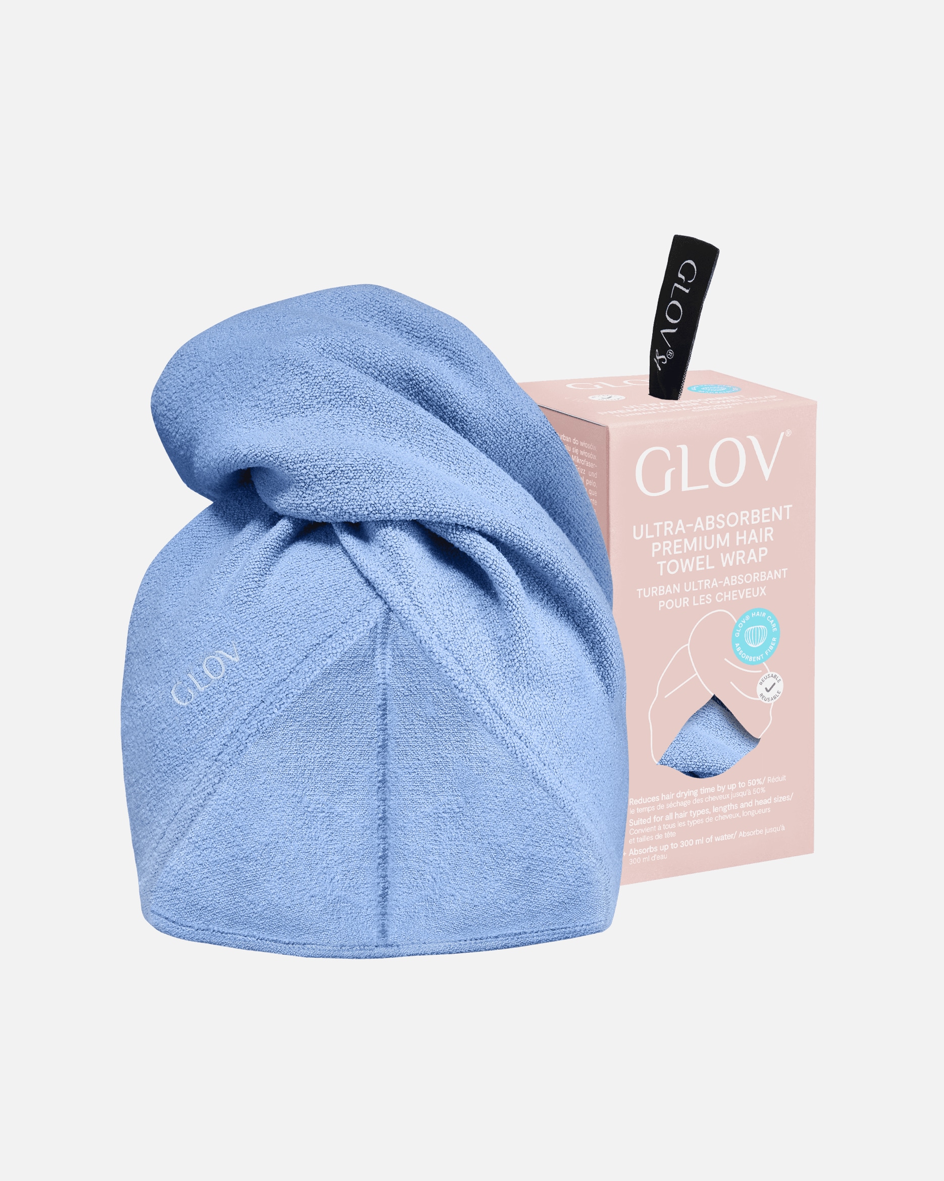 Serviette en tissu pour cheveux GLOV - Bleue