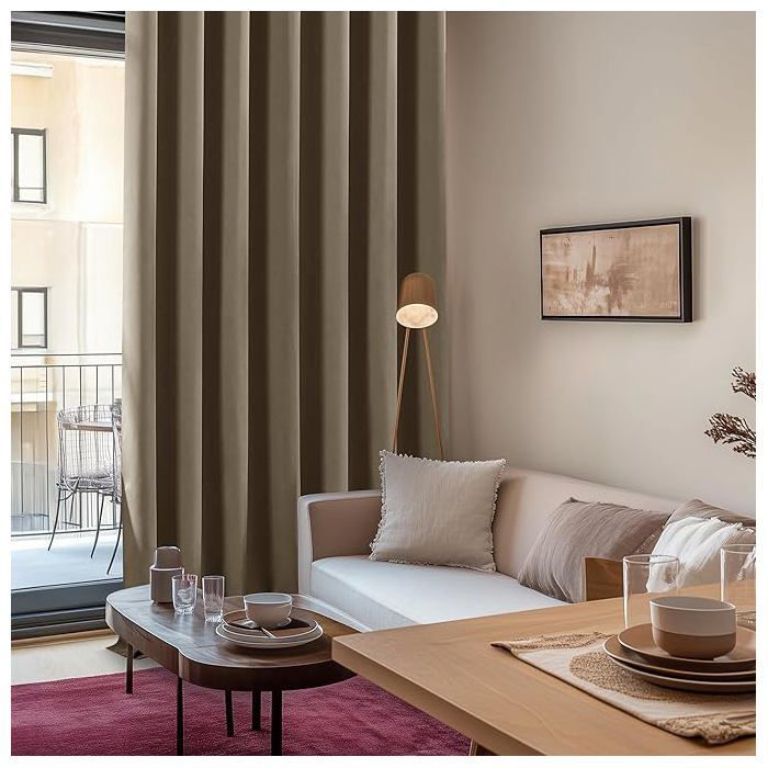 Thermisch geïsoleerde verduisteringsgordijnen, set van 2 - 140x240cm - Khaki