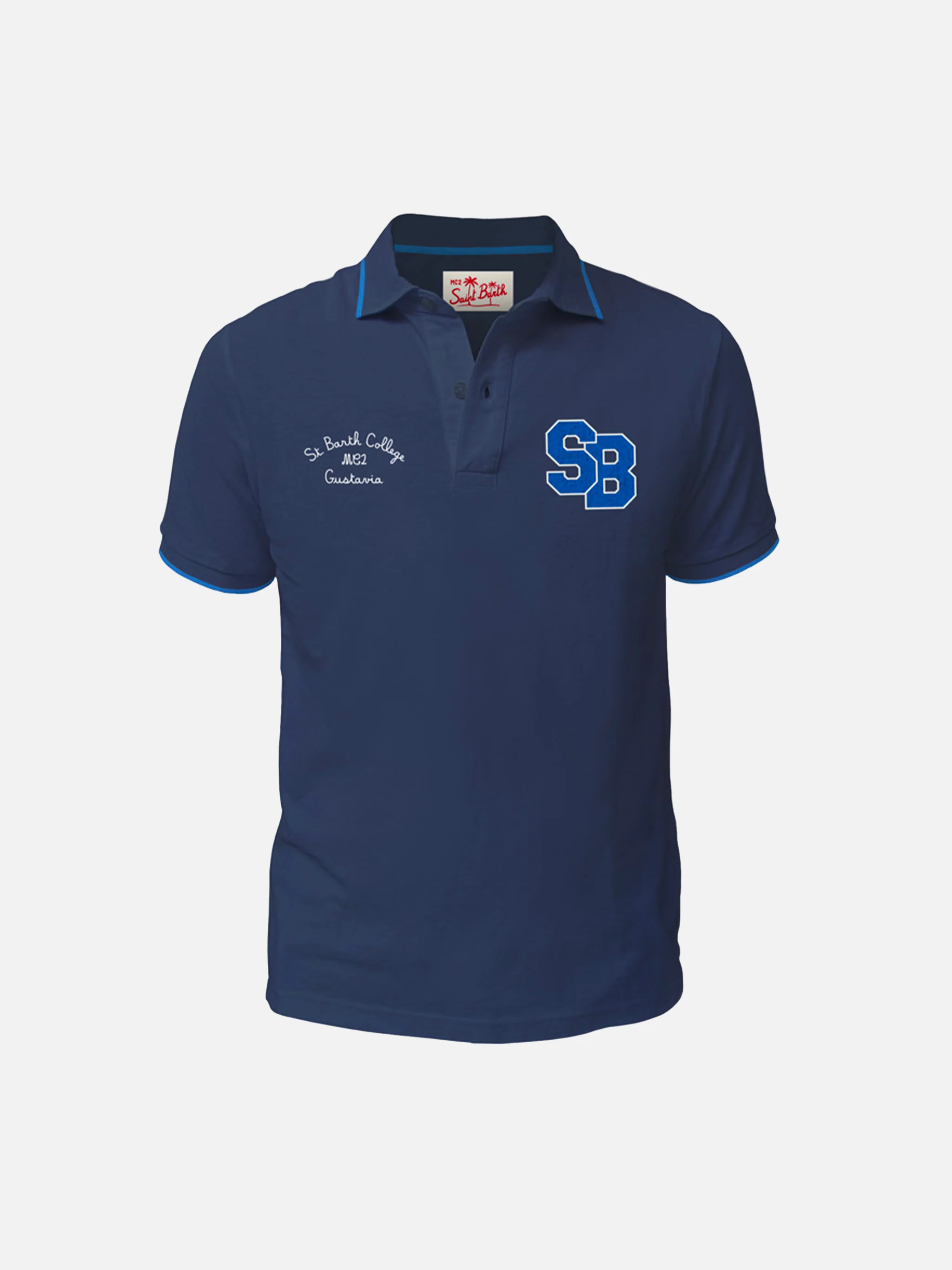 Kinderpoloshirt van blauw katoenpiqué.