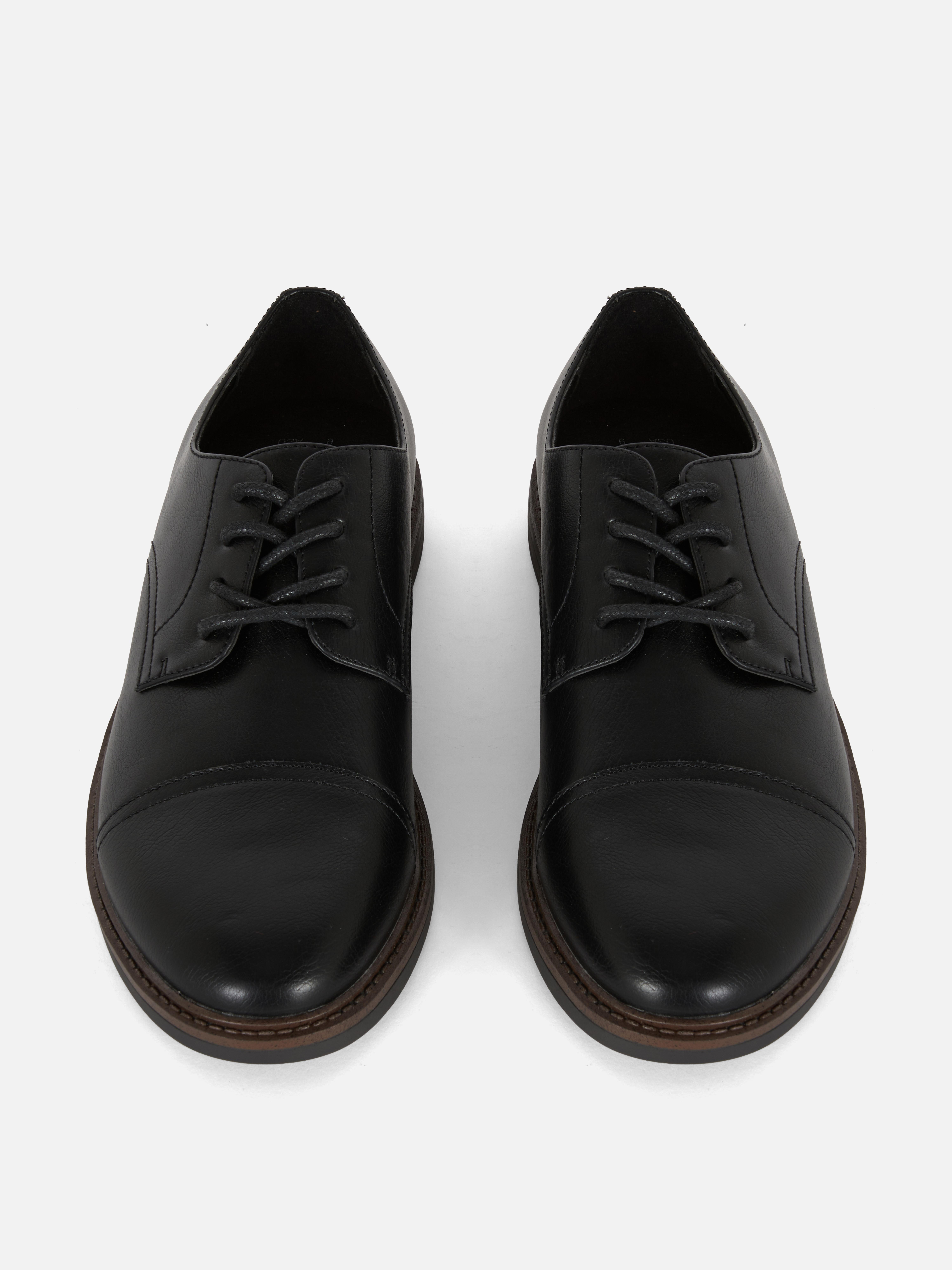 Pantofi Derby cu șireturi Pantofi eleganți clasici cu partea superioară netedă, vârf rotund și șireturi
