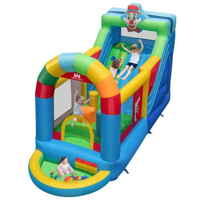 Castillo hinchable COSTWAY para niños de 3 a 10 años - 50 pelotas, tobogán largo - Bolsa de transporte (inflador no incluido) 440 x 185 x 234 cm