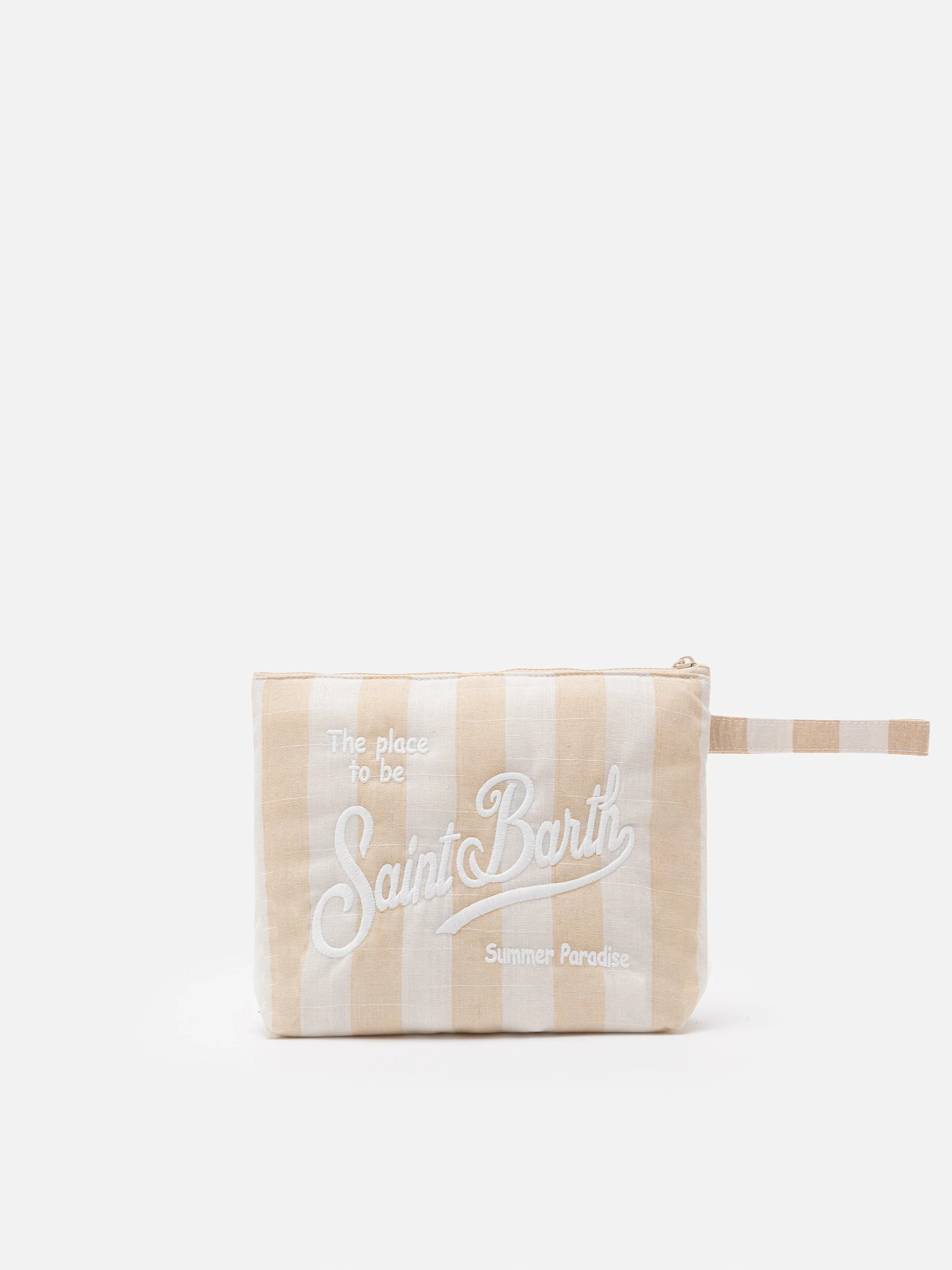 Aline Soft L Clutch-Tasche aus Baumwolle und Leinen mit Streifenmuster