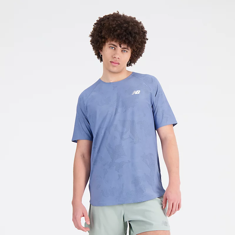 Heren Q Speed Jacquard T-shirt met korte mouwen - MERCURY BLUE