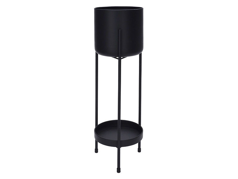 Doniczka metalowa na nóżkach z podstawką 60 cm czarna