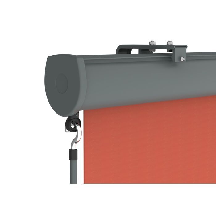 Retractable vertical awning with cassette and crank – 1.4 x 2.5 m – coral fabric, grey frame – patio sun protection