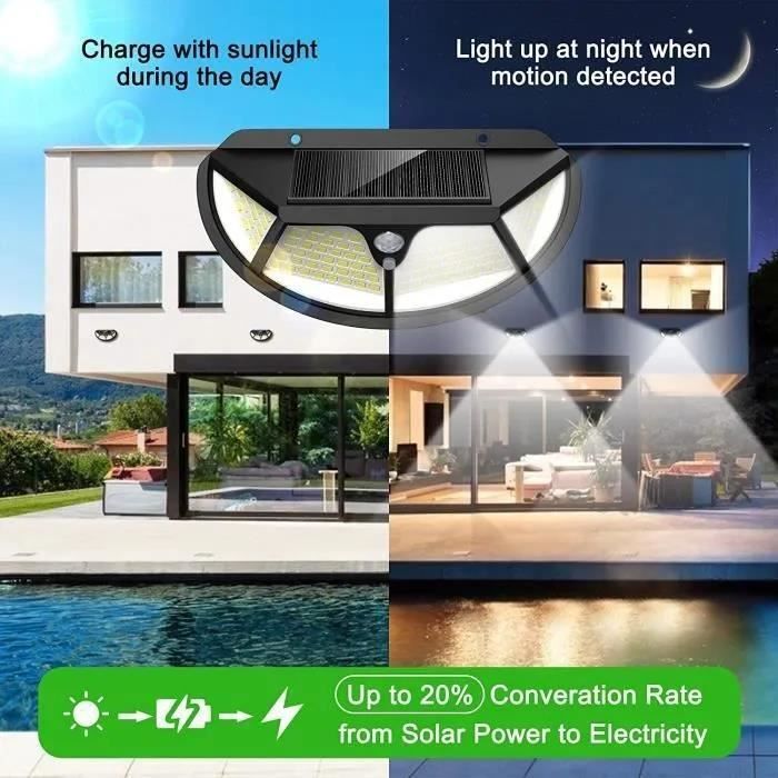 Outdoor Solar Lighting - 102 LED Solar Lamp - Motion Sensor - Waterproof - 270°