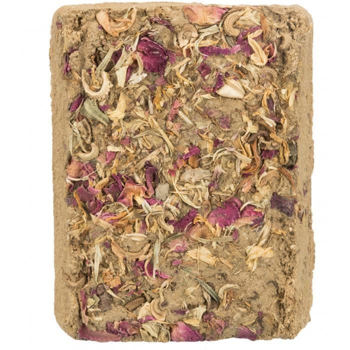 Rodent treat - TRIXIE - Flower-studded clay stone - 100g - Natural - For guinea pigs