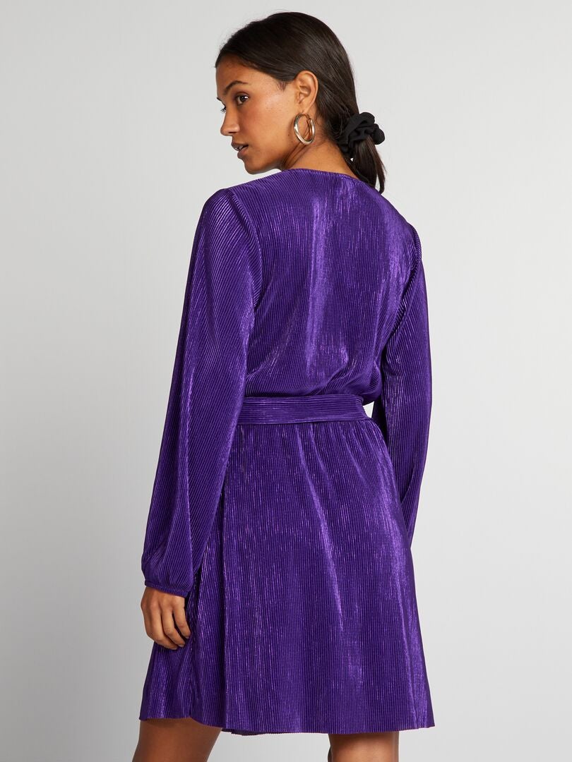 Vestido de punto plisado brillante - MORADO