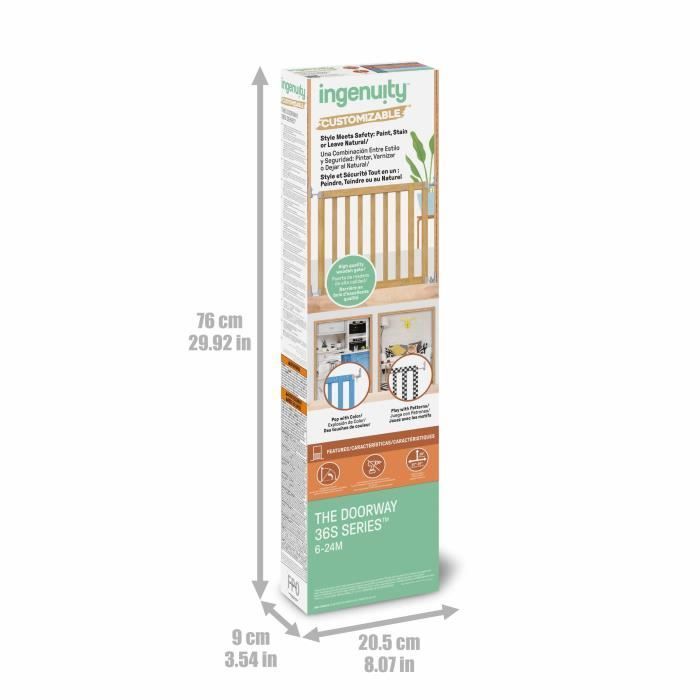 INGENUITY Child safety gate, 76 to 91 cm, customizable to paint or stain, easy to install