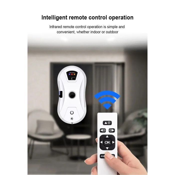 Robot Nettoyeur de Vitres Automatique avec Pulvérisateur, Robot Laveur de vitres, Télécommande, Navigation Intelligente