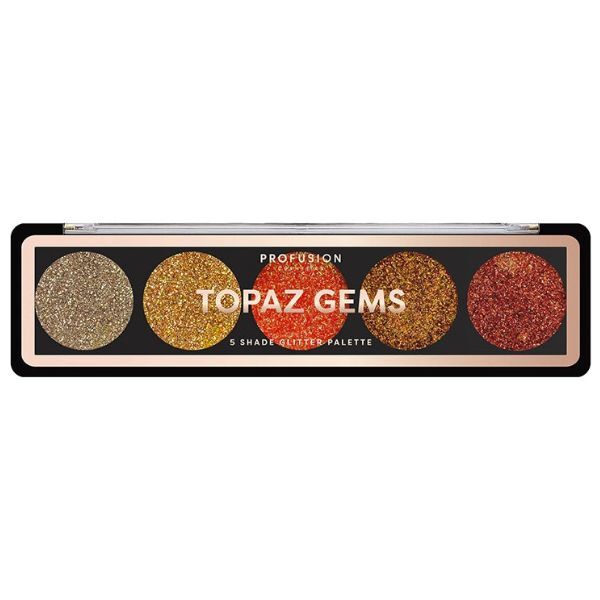 Paleta trblietavých očných tieňov Profusion Cosmetics Glitter Gems Topaz