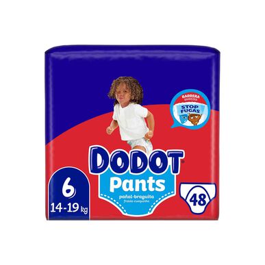 Dodot-bleiebukser 14–19 kg, størrelse 6, lekkasjefrie babybleiebukser, 48 stk.