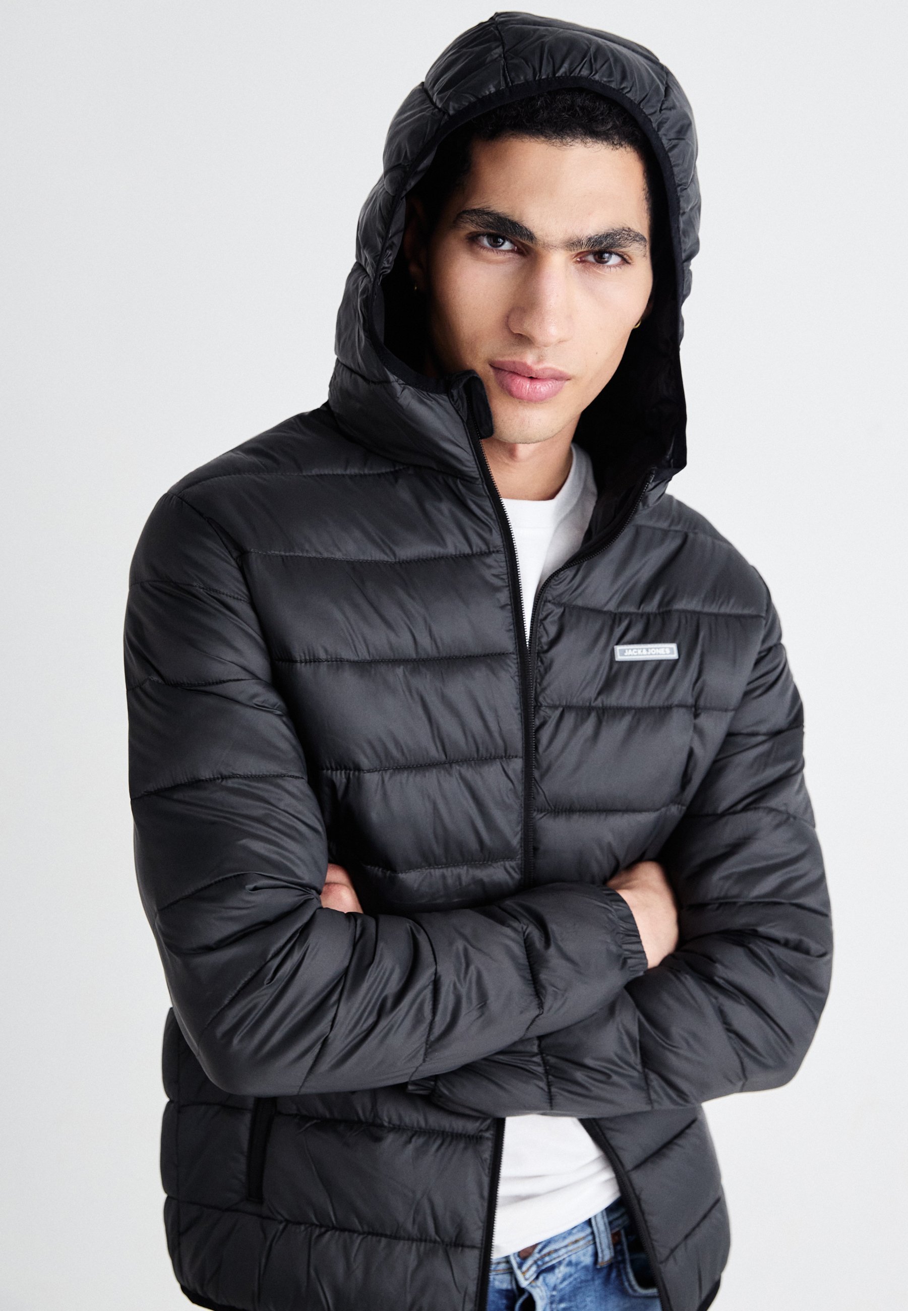 Jack & Jones JJVINCENT PUFFER HOOD - Lichte jas - donkergrijs