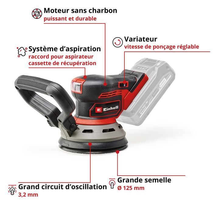 Einhell Professional TP-RS 18/32 Li BL-Solo PXC Cordless Random Orbital Sander (18V) Supplied without battery or charger