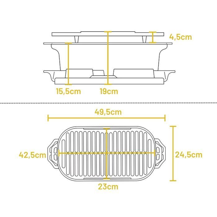 Lodge - Barbecue en fonte avec grille de cuisson  - Compact - Style Hibachi - Au charbon de bois - Fabriqué aux USA - 49x24x19cm