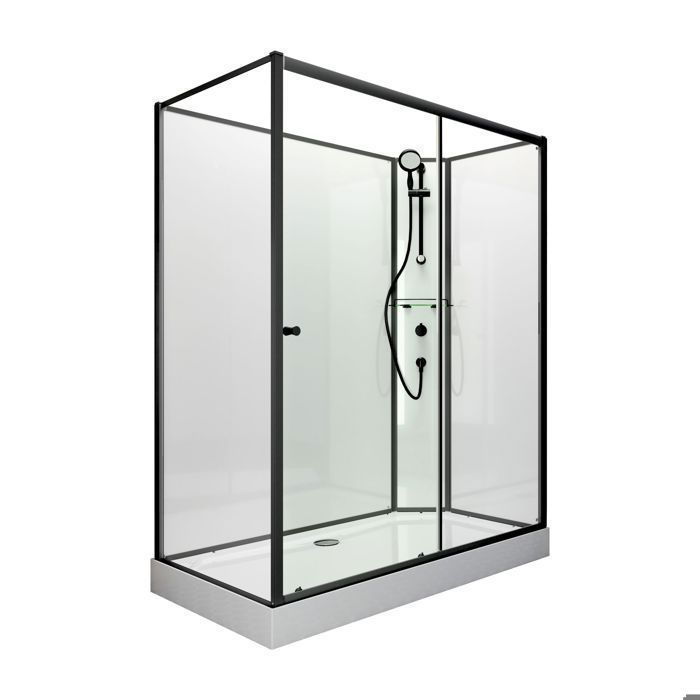 Schulte Tahiti 120x80x204 cm complete shower enclosure, right opening, 5 mm glass, full enclosure, sliding door, black