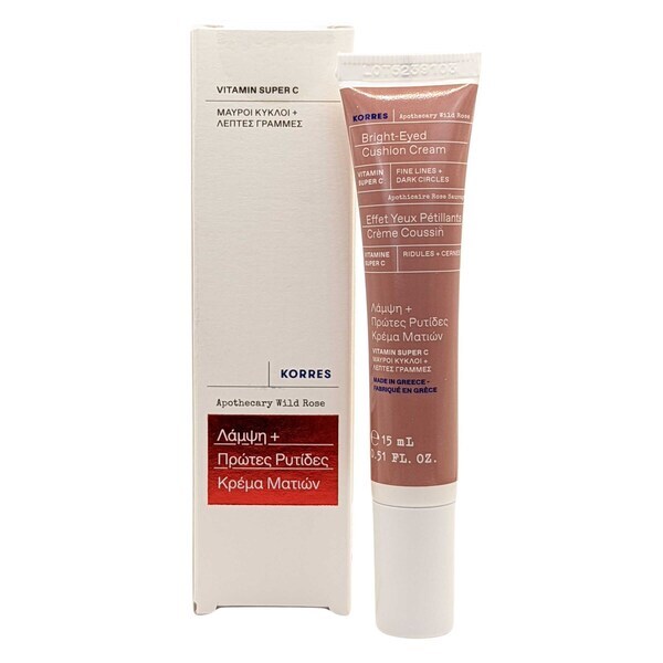 Korres - Crema cushion illuminante per occhi alla rosa selvatica 15 ml con vitamina C