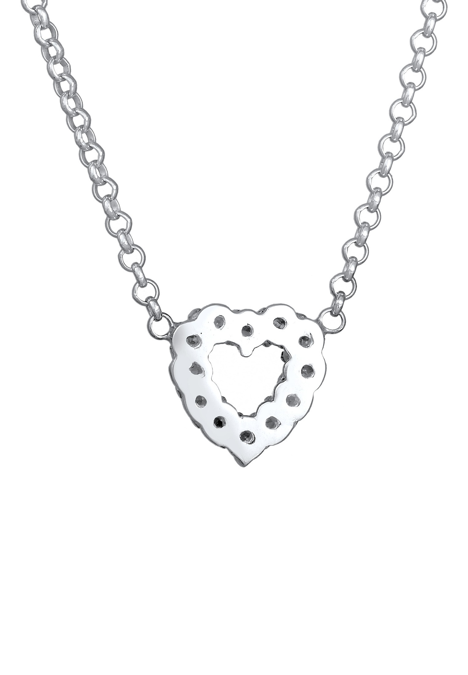 Elli DIAMONDS Femmes pendentif cœur amour avec diamants de laboratoire (0.18 ct) en argent sterling 925