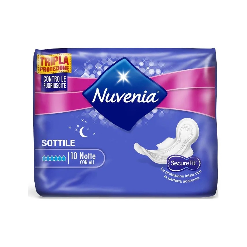 NUVENIA Nuvenia Thin Night Wings 10 stuks maandverband met vleugels