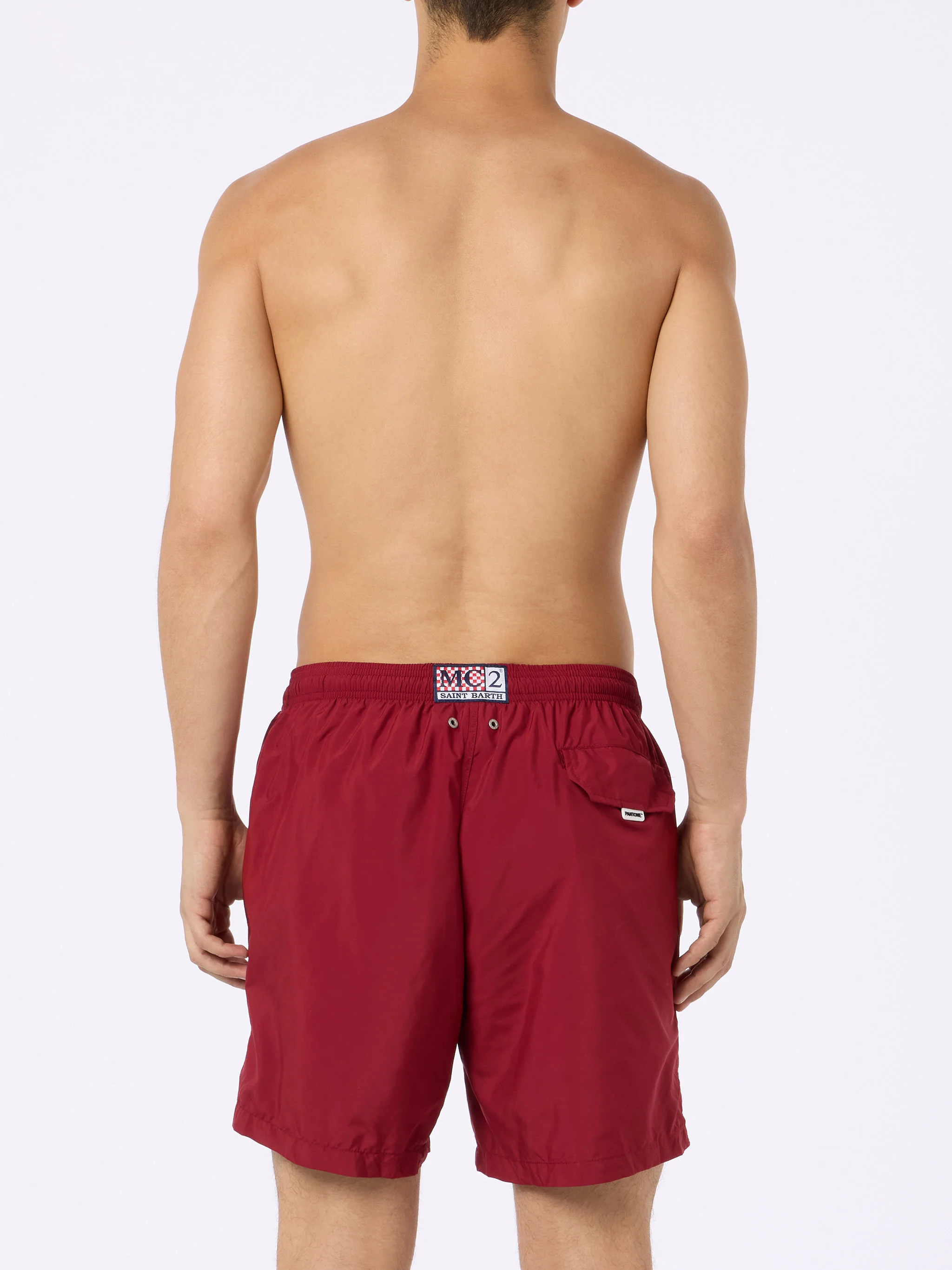 Costume da bagno da uomo in tessuto leggero bordeaux Lighting Pantone