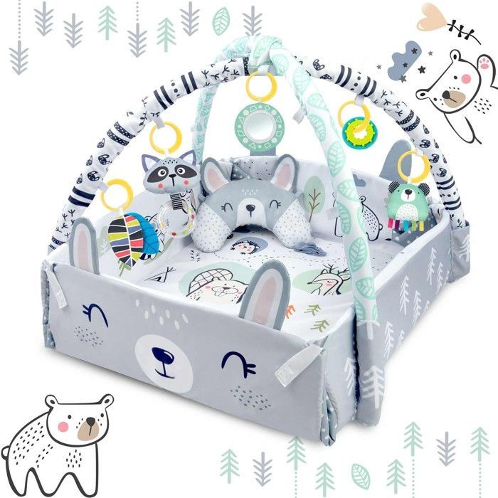 Interactive Educational Mat - RICOKIDS - 110x100 cm - Rabbit - Double-sided - Multifunctional Toys - Soft Cushion Included