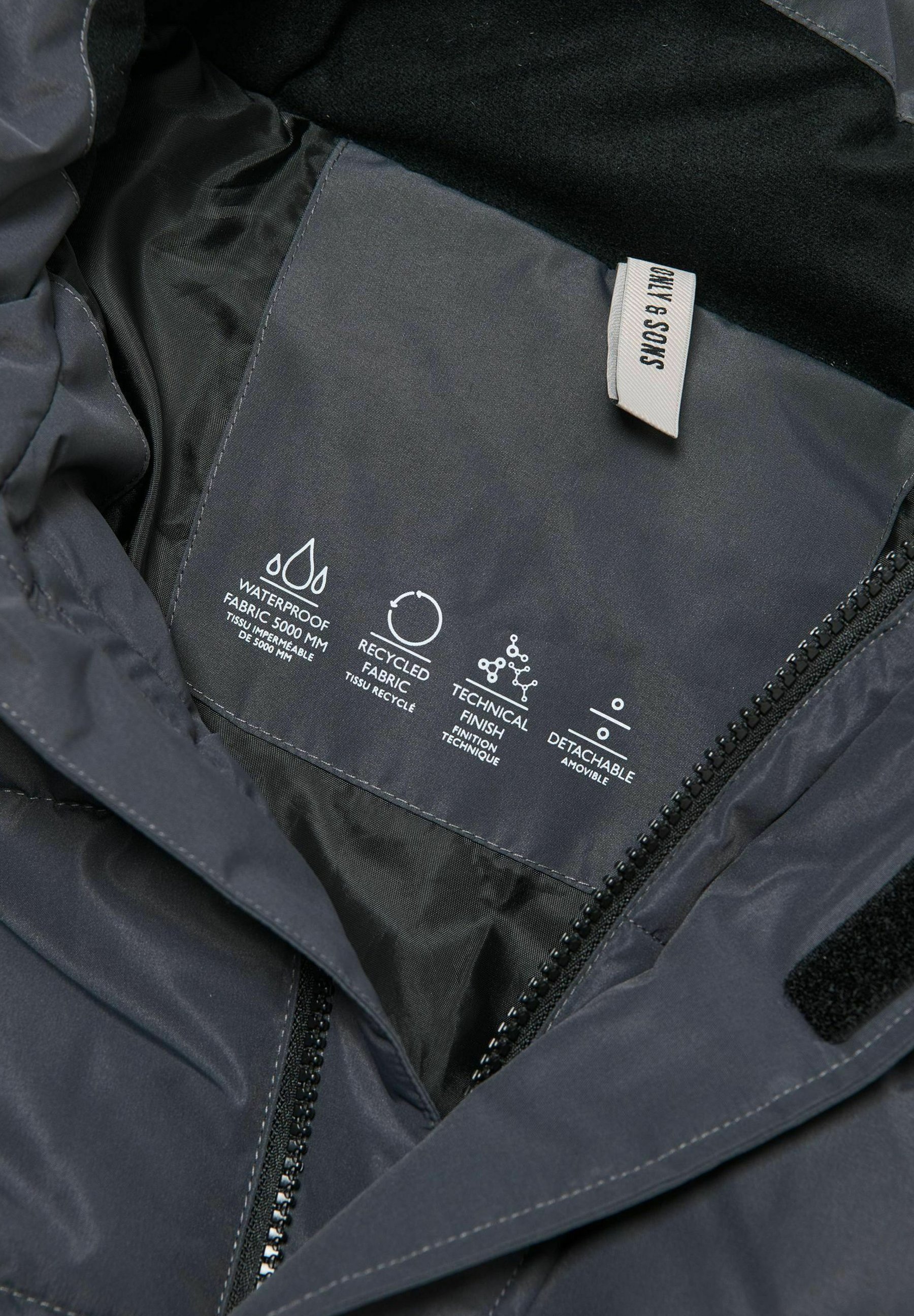 Only & Sons ONSCARL GEWATTEERDE OTW - Winterjas - grijs met krijtstreep