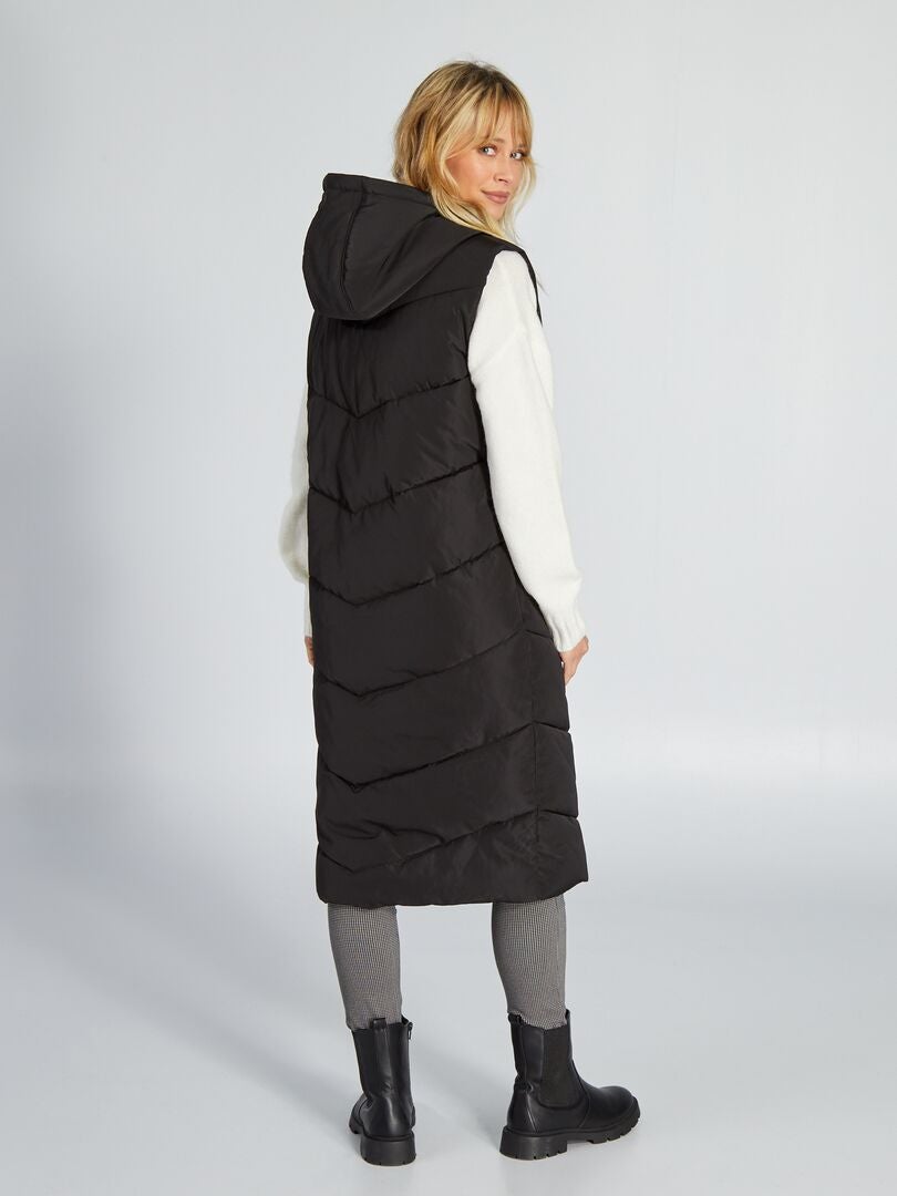 Mouwloos donsjack met capuchon - ZWART