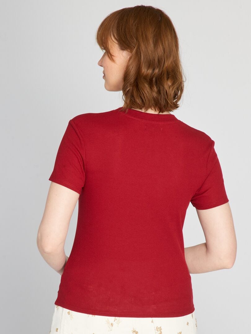 Camiseta de punto acanalado - Morado Rojo