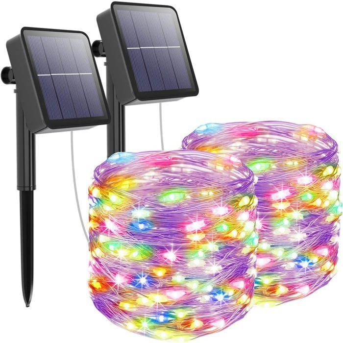 Set di 2 luci a stringa solari da esterno, 12 m, 120 LED, IP55, 8 modalità, 800 mAh