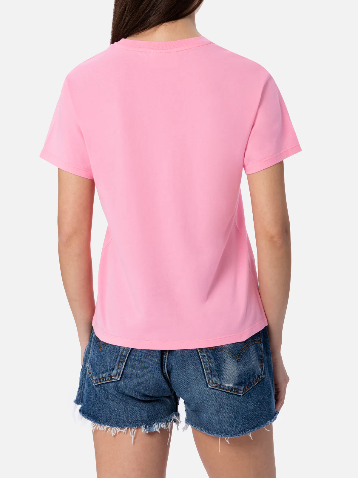Emilie dames T-shirt met ronde hals van roze katoenen jersey