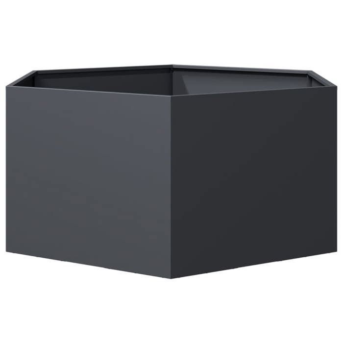 vidaXL Maceta hexagonal antracita de acero de 104x90x45 cm, maceta para flores, maceta para patio, maceta para jardín, 851131
