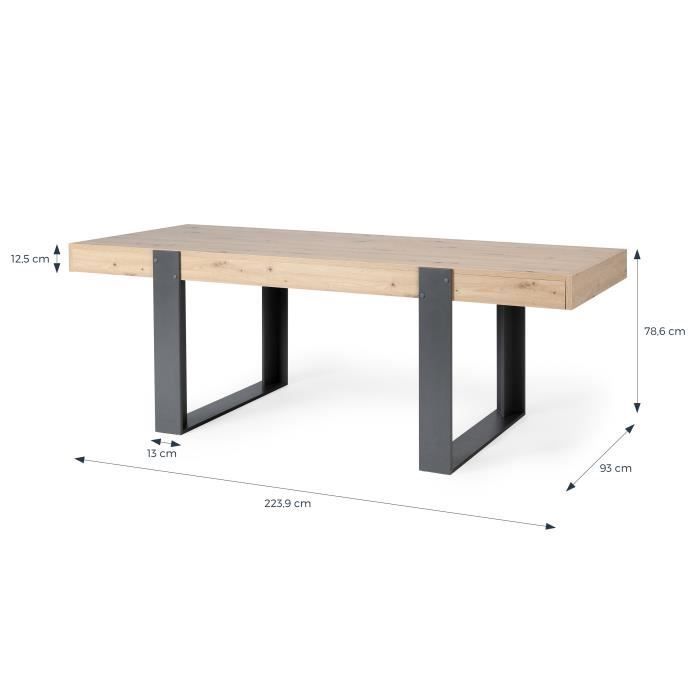 Esstisch – Rechteckig – Spanplatte – Industriell – Loft – B 223,9 x T 93 x H 78,6 cm