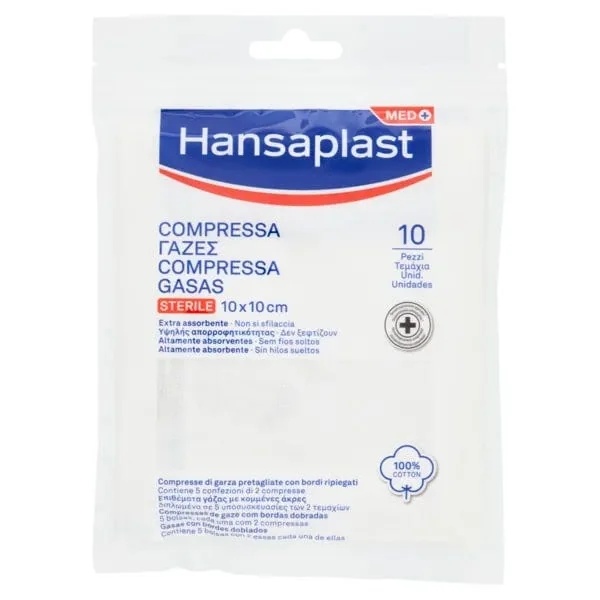 HANSAPLAST Gaze Hansaplast 10X10Cm 10pcs 100% coton