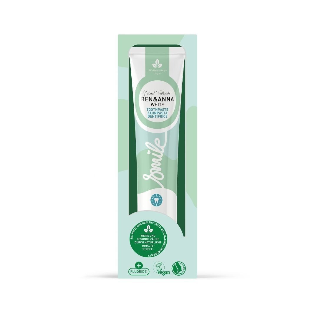 Ben & Anna Smile vaikiška dantų pasta su fluoru, balta – 75 ml