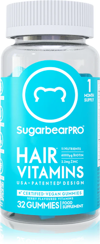 Výživový doplnok SugarbearPRO® Hair Vitamins vo forme gumových medvedíkov pre pevnejšiu pokožku a krásne vlasy