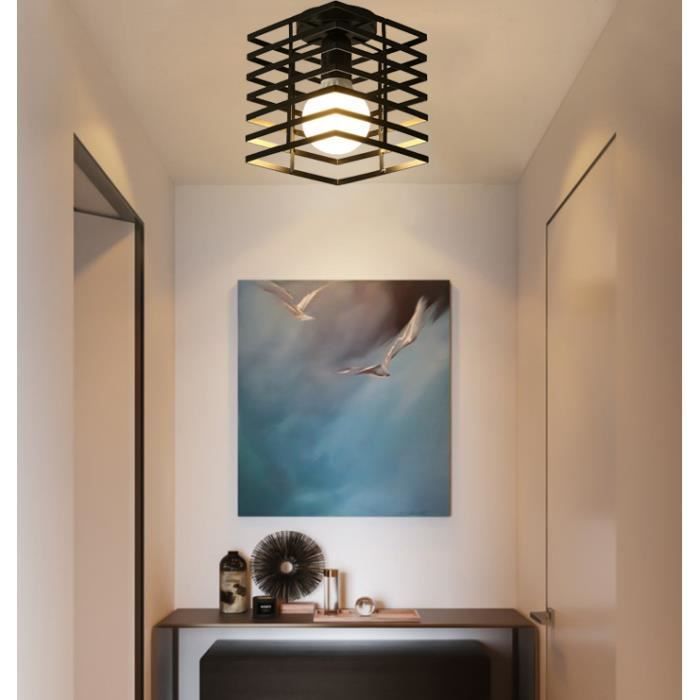 Lámpara de techo rectangular de hierro forjado de estilo industrial vintage IDEGU para sala de estar, dormitorio y pasillo.