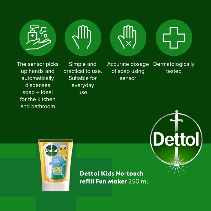 Refil para Dispensador de Sabonete Sem Toque Dettol Soft on Skin Kids Fun Maker