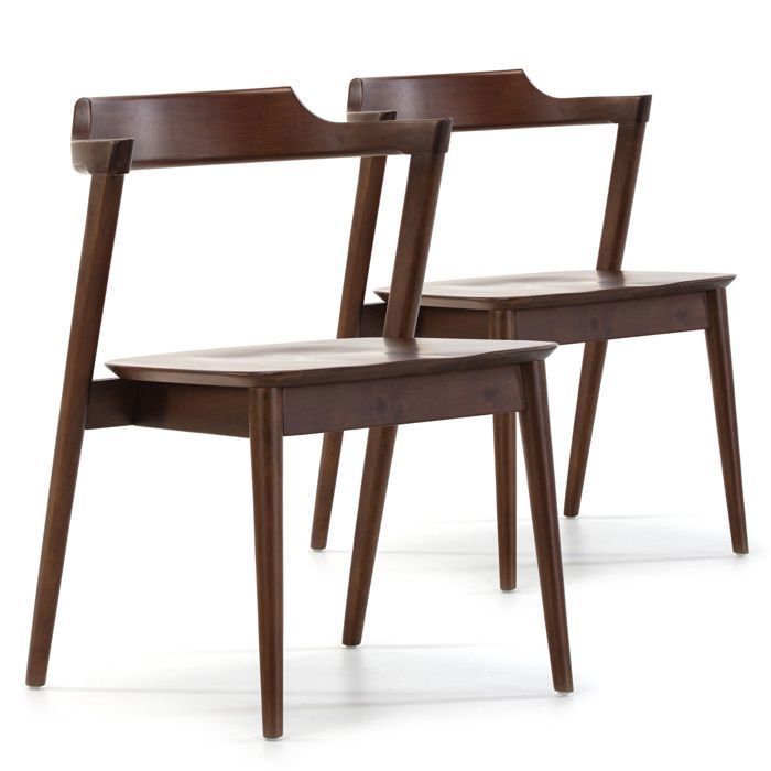 Pack 2 chaises Venus, Couleur Noyer, Bois Massif, 58 cm x 57,5 cm x 76 cm