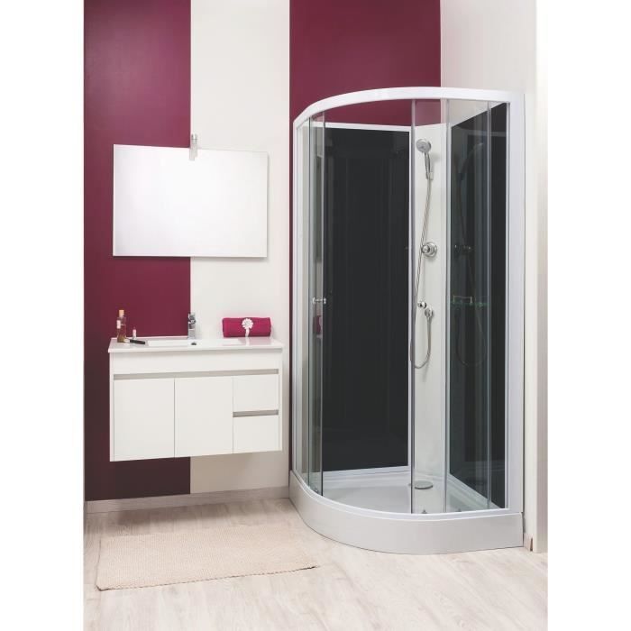 ONDEE - Mampara de ducha GENA - Sin silicona - 1/4C 80cm - Perfiles de aluminio - Blanco - Kit