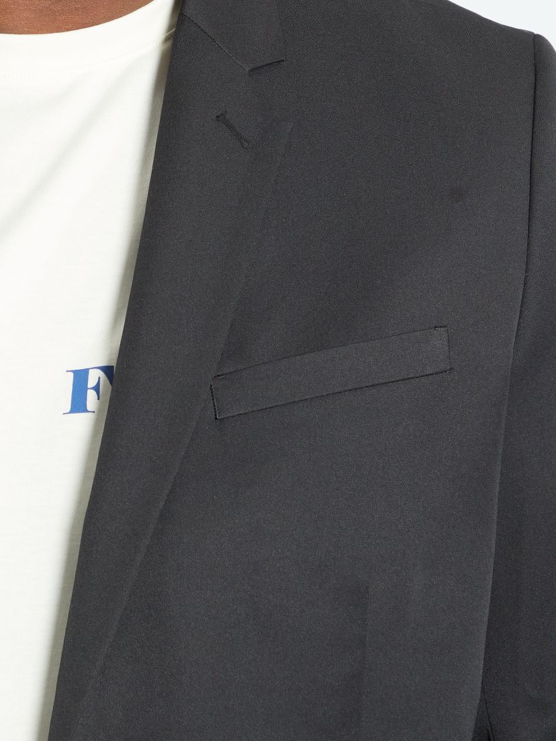 Blazer de alfaiataria confortável em cor sólida - Preto