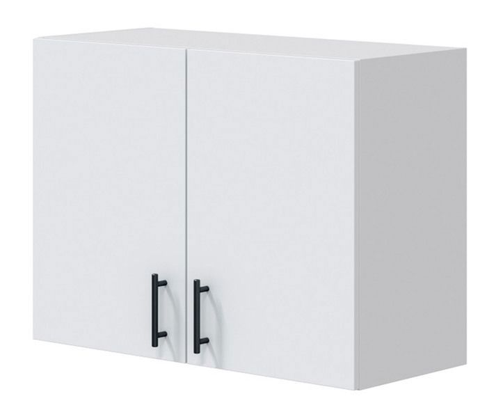 Meuble à suspendre, meuble haut pour cuisine avec 2 portes coloris blanc brillant - hauteur 59 x longueur 80 x profondeur 34 cm