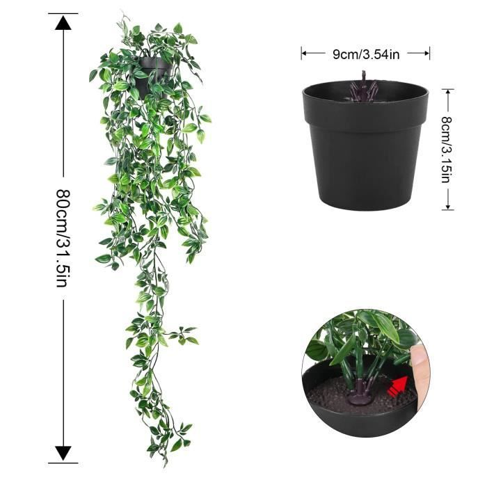 Planta artificial colgante de 80 cm (2 piezas) con maceta, hiedra artificial, planta falsa para celebraciones, cocina, jardín, oficina.