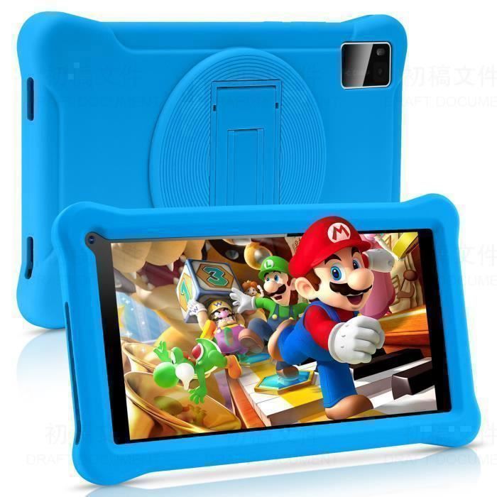 SUMTAB 7-inch Kids Tablet, Android 11, 8GB RAM, 64GB ROM, Blue with Shockproof Case