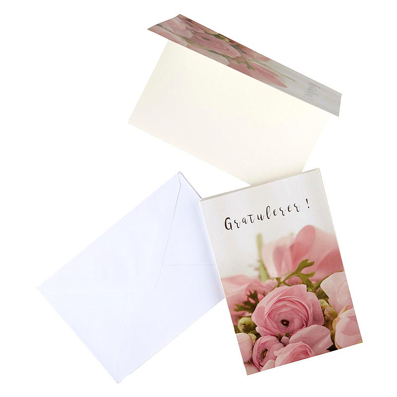 Hilsenkort med rosa peon
