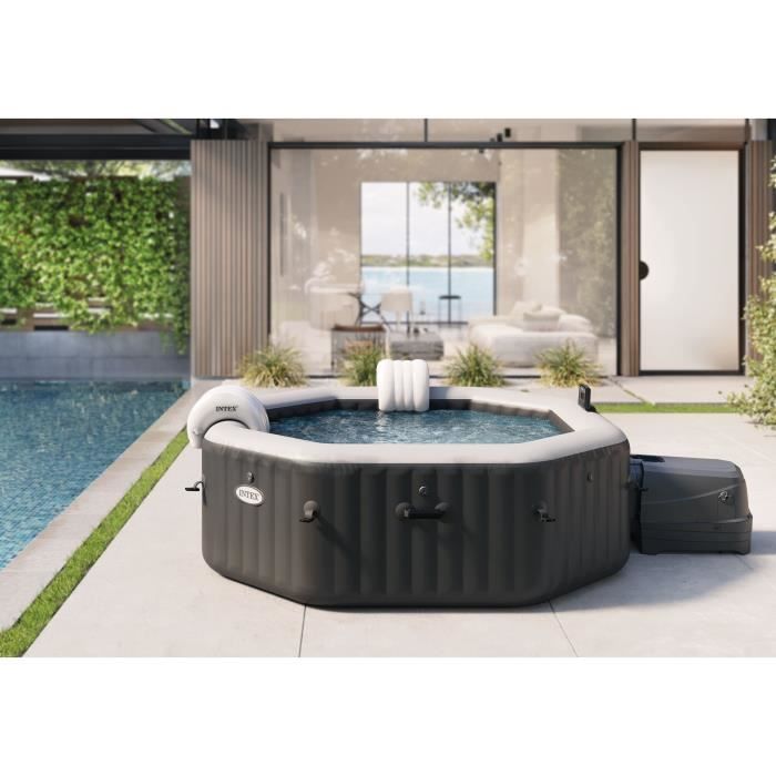 Spa - INTEX - PureSpa Carbone - 6 places - 140 diffuseurs à bulles - 6 jets massants